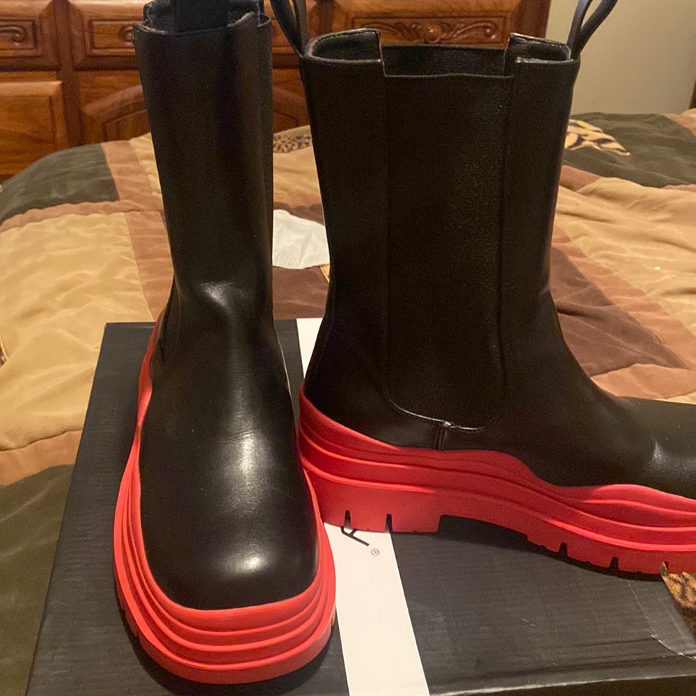 Red and black boots